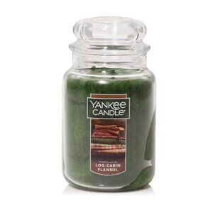 YANKEE CANDLE Log 22oz Large Glass Jar Log Cabin Flannel NEW